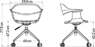 Photo du produit CHAISE BLACKWOOD GRISE PIEDS METAL ROULETTES