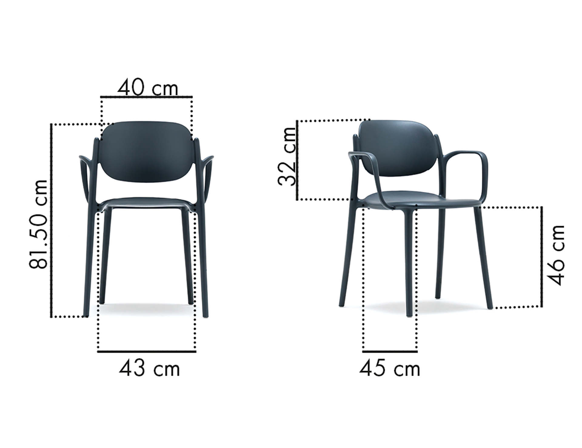 Photo du produit CHAISE BOY BLEU ACIER AVEC ACCOUDOIRS