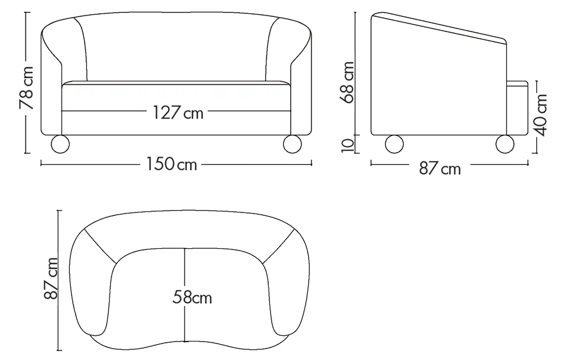 Photo du produit CANAPE 2 PLACES KURLY VERT KAKI