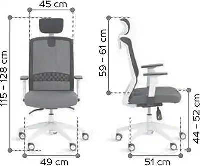 Photo du produit FAUTEUIL SCOTT SYNCHRONE NOIR/NOIR STRUCTURE BLANCHE AVEC APPUI-TÊTE