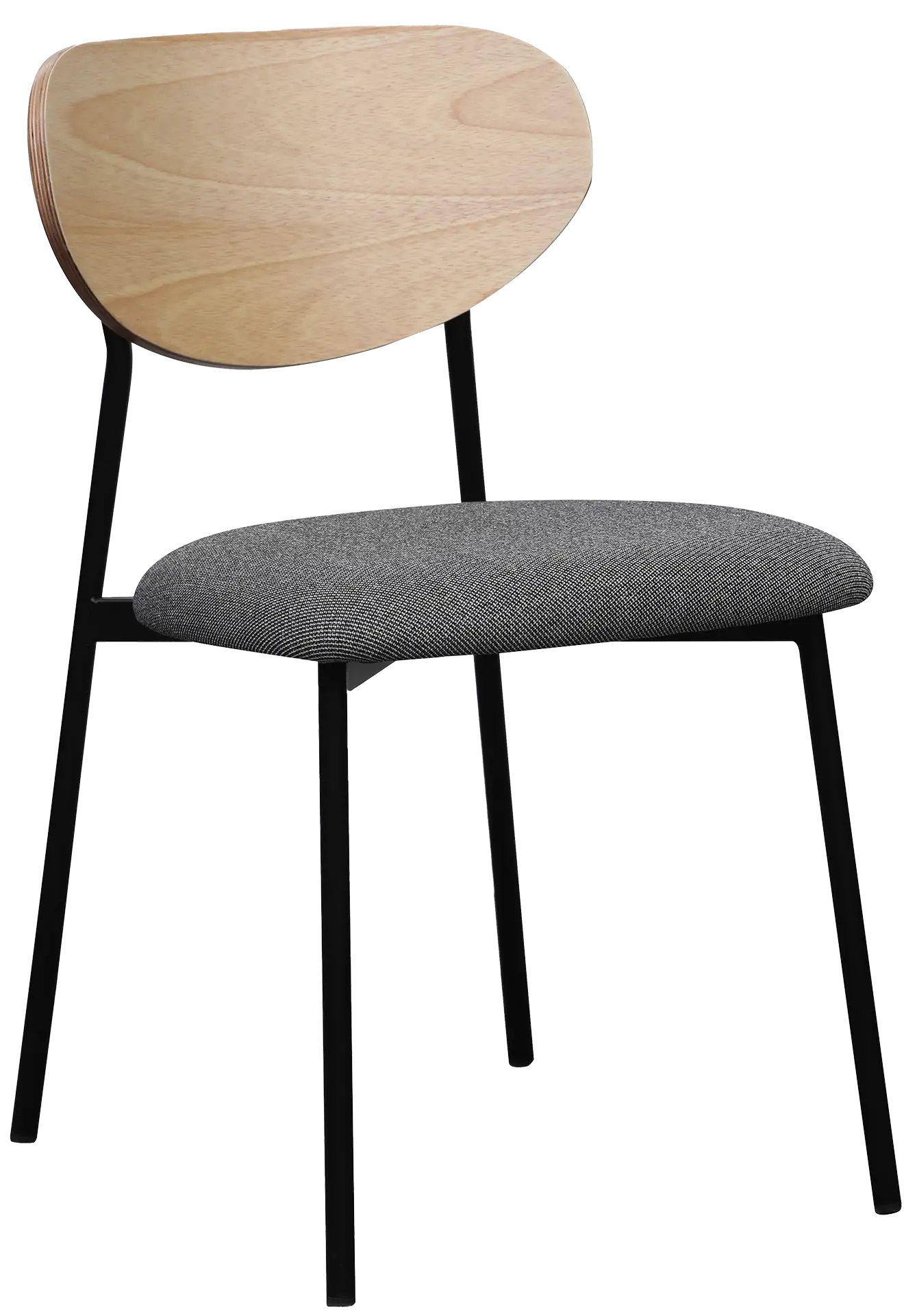 Photo du produit CHAISE AMIO TISSU GRIS DOSSIER BOIS CHENE CLAIR