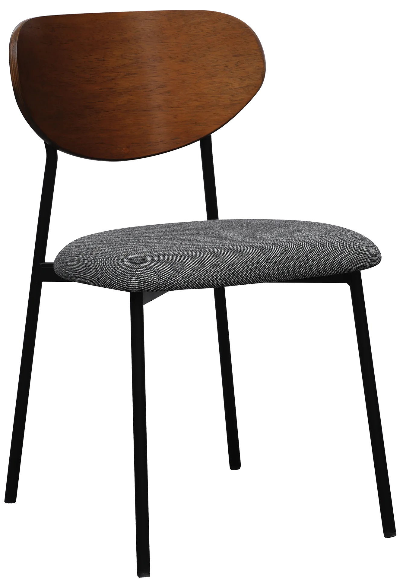 Photo du produit CHAISE AMIO TISSU GRIS DOSSIER BOIS NOYER