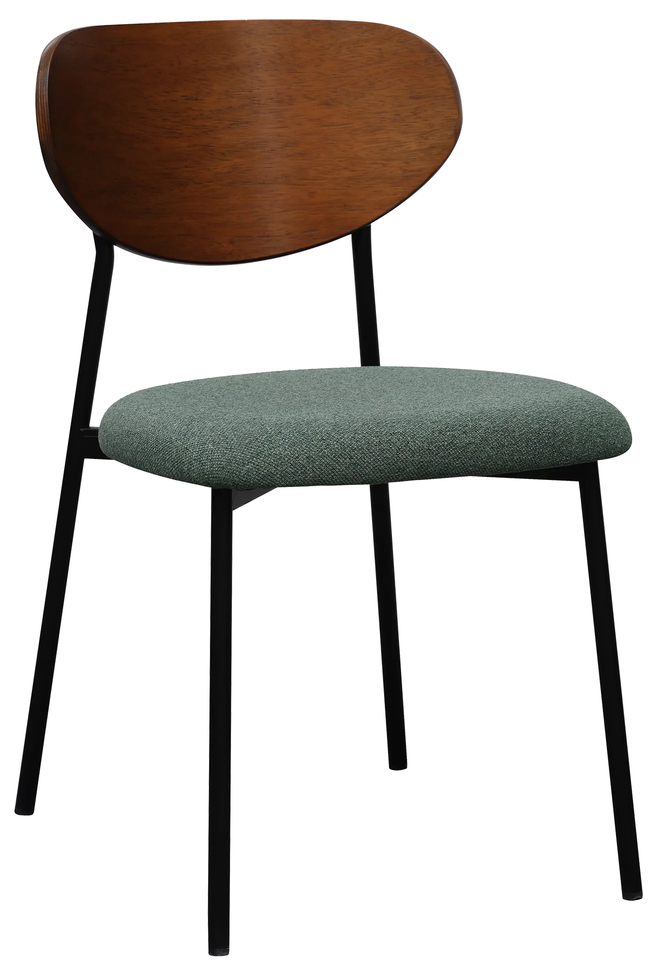 Photo du produit CHAISE AMIO TISSU VERT DOSSIER BOIS NOYER