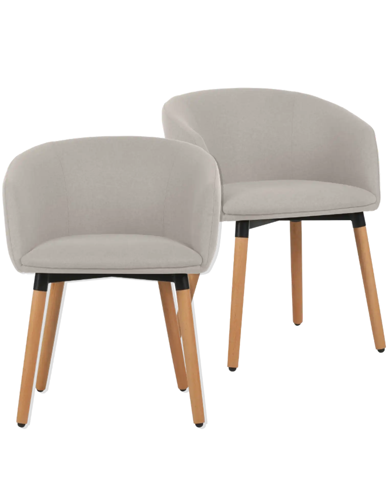 Photo du produit LOT DE 2 FAUTEUILS TISSU ARCO BEIGE PIEDS BOIS