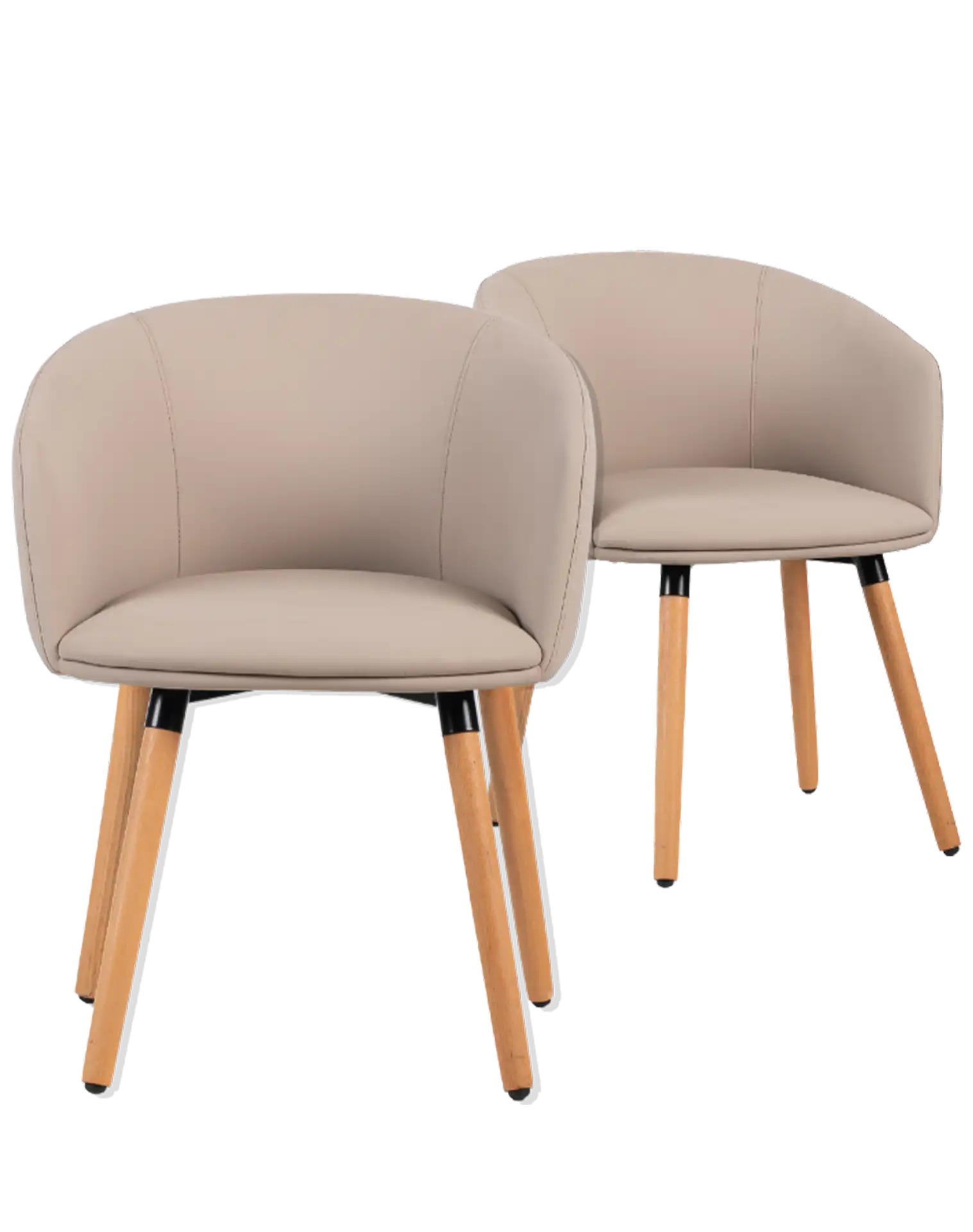 Photo du produit LOT DE 2 FAUTEUILS POLYURETHANE BEIGE PIEDS BOIS