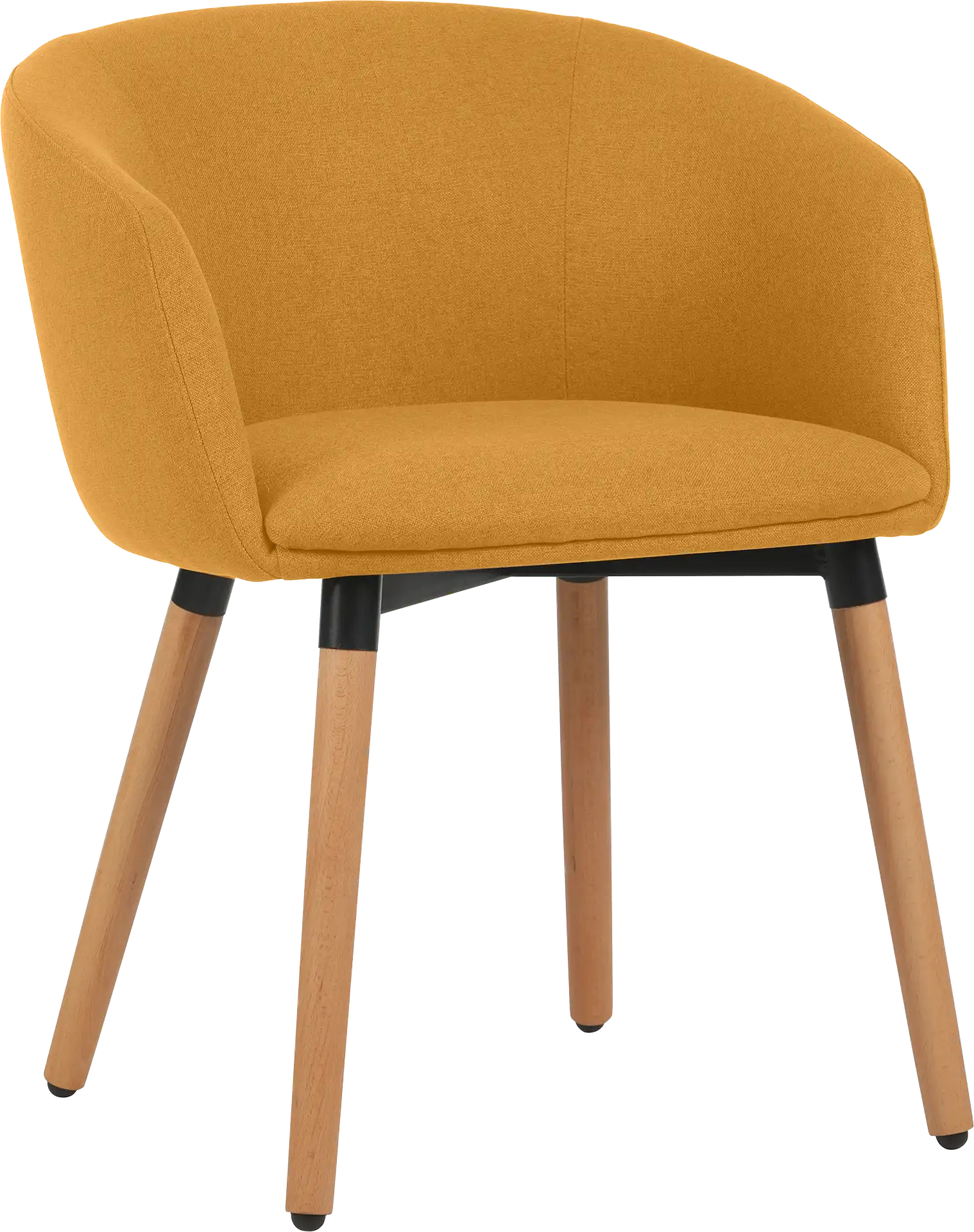 FAUTEUIL TISSU ARCO JAUNE SAFRAN PIEDS BOIS