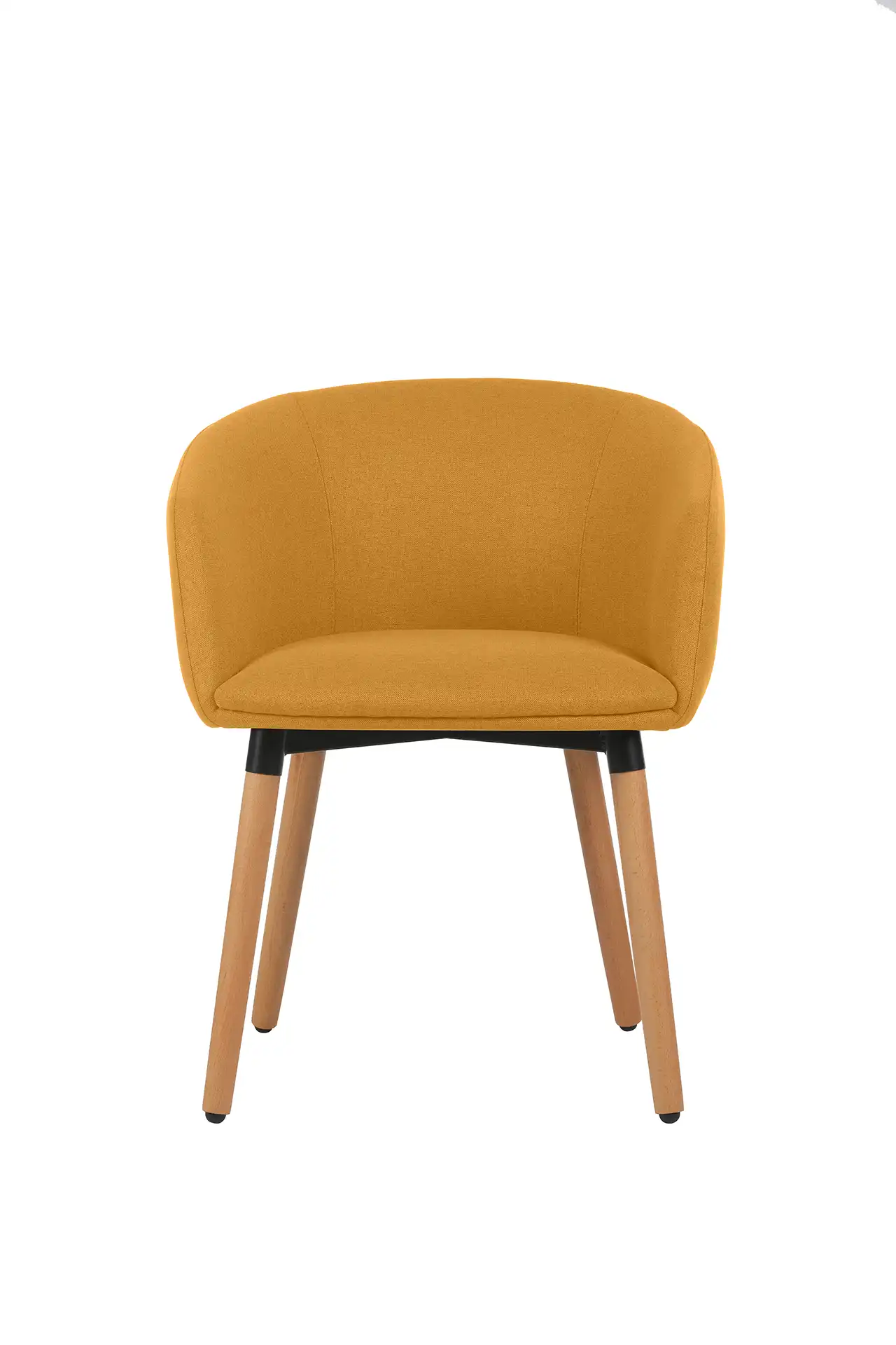 Photo du produit FAUTEUIL TISSU ARCO JAUNE SAFRAN PIEDS BOIS