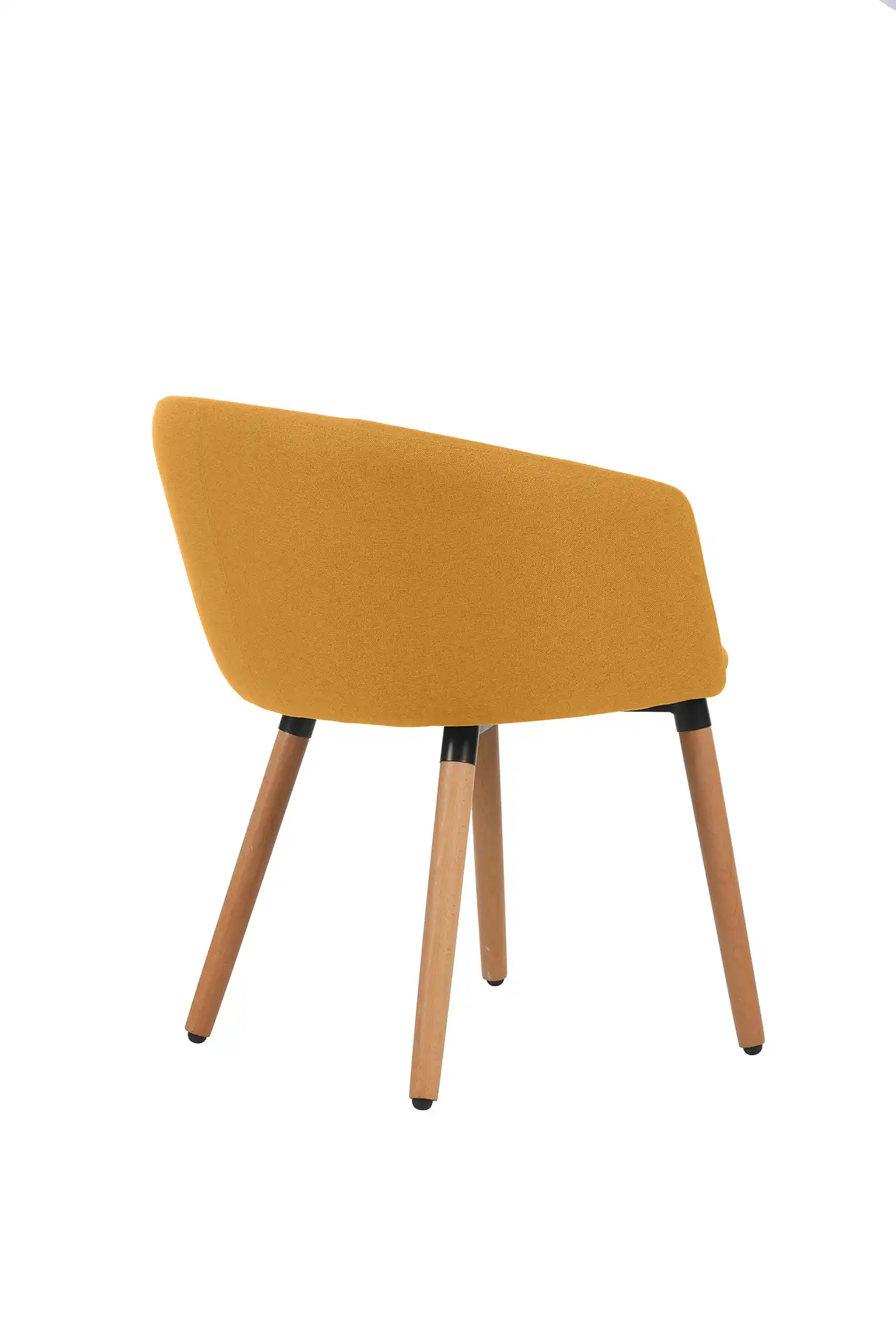 Photo du produit FAUTEUIL TISSU ARCO JAUNE SAFRAN PIEDS BOIS