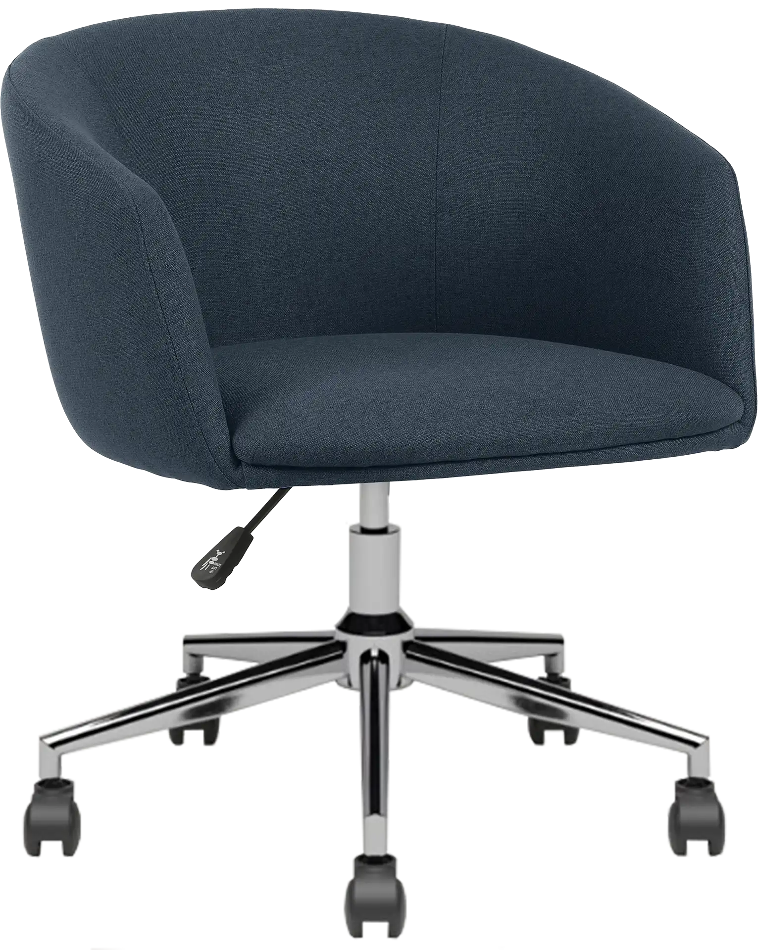 Photo du produit FAUTEUIL TISSU NON FEU ARCO  BLEU NUIT PIED ROULETTE CHROMÉ