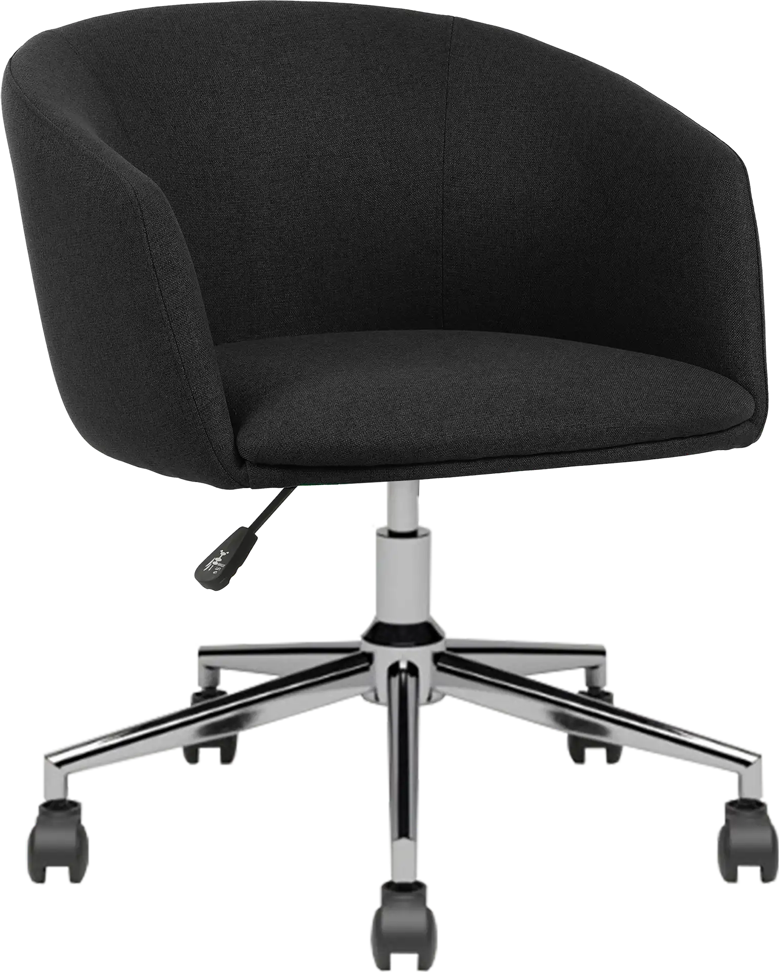 FAUTEUIL TISSU ARCO GRIS POIVRE PIED ROULETTES CHROMÉ
