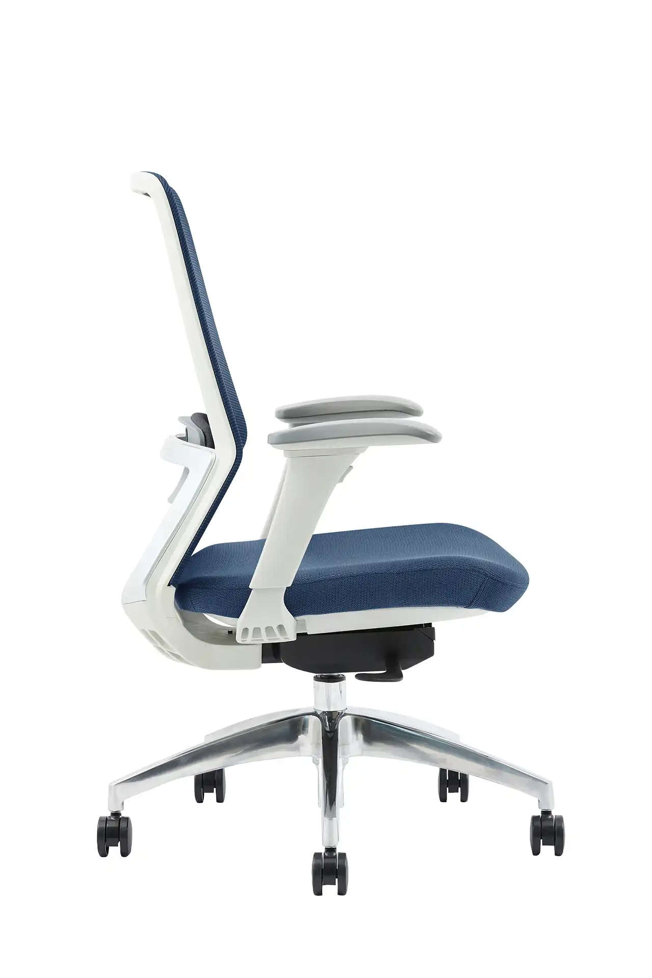 Photo du produit FAUTEUIL POLAR SYNCH CORPS GR/CLAIR, ASS ET DOSS BLEU, PIEDS ALU