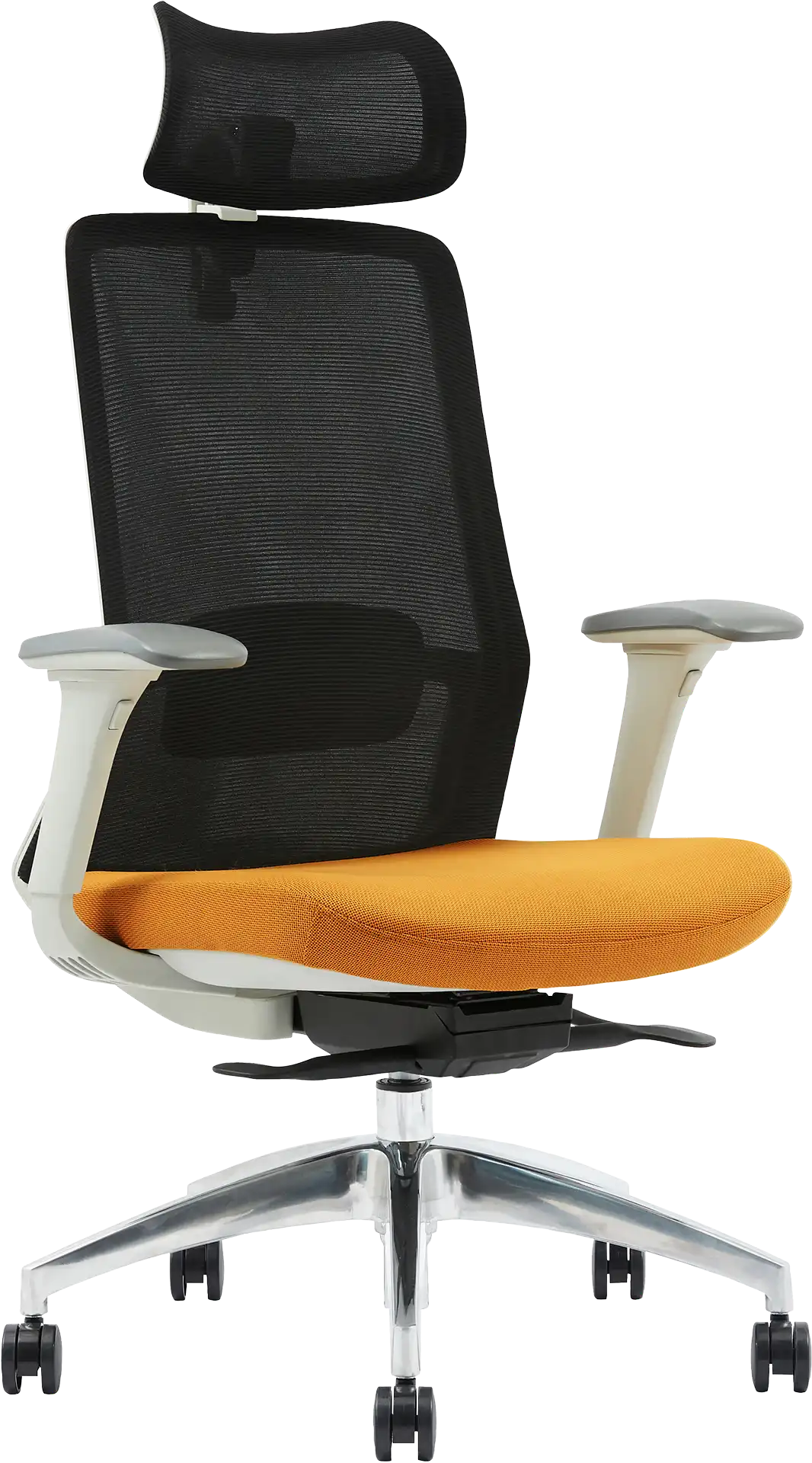 Photo du produit FAUTEUIL POLAR SYNCH CORPS GR/CLAIR, ASS JAUNE DOSS NOIR, PIEDS ALU 