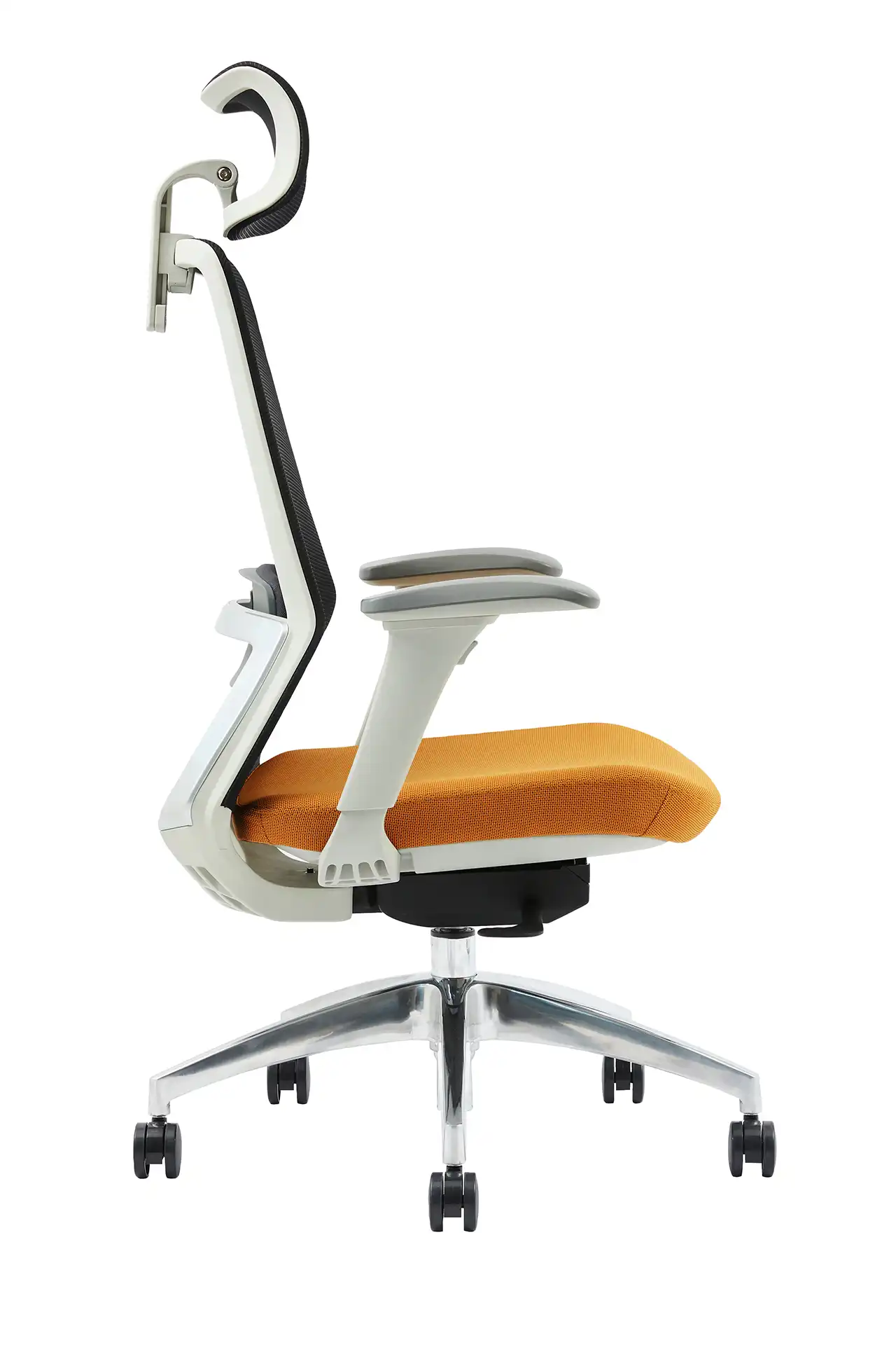 Photo du produit FAUTEUIL POLAR SYNCH CORPS GR/CLAIR, ASS JAUNE DOSS NOIR, PIEDS ALU 