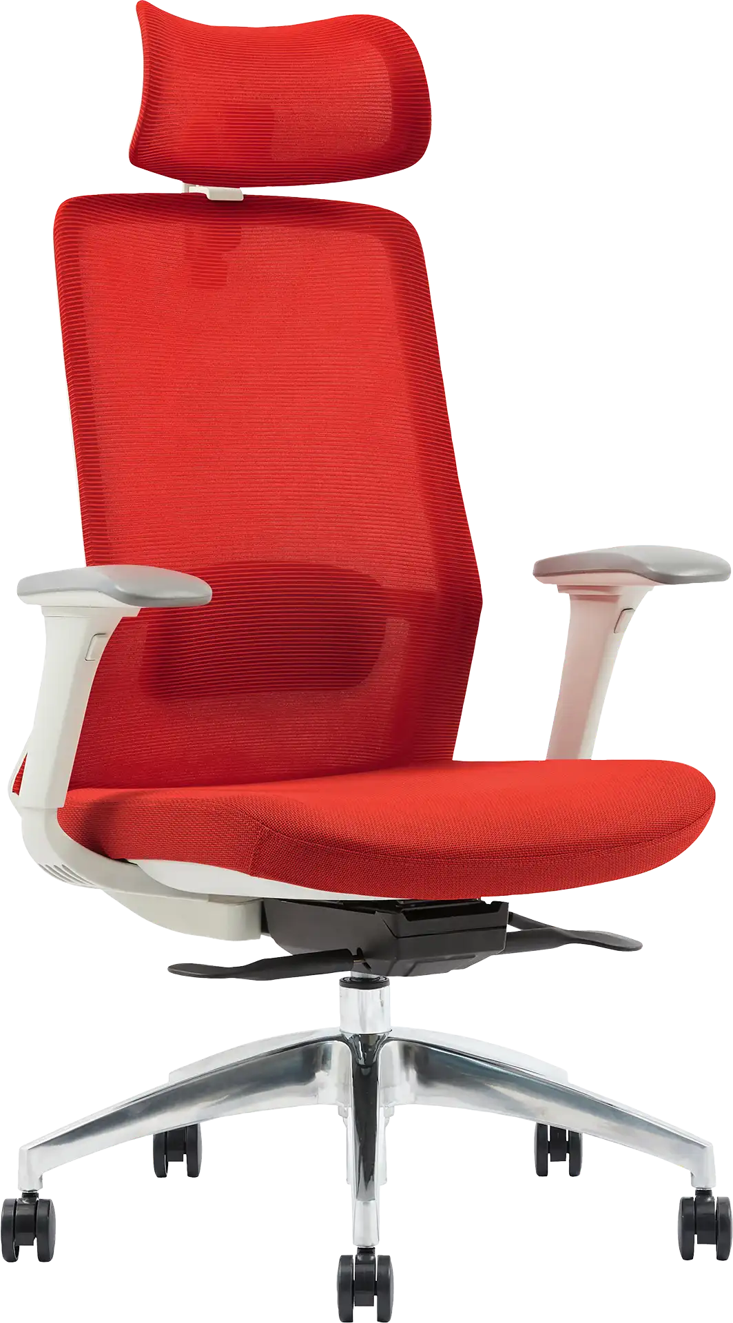 Photo du produit FAUTEUIL POLAR SYNCH CORPS GR/CLAIR, ASS ET DOSS ROUGE, PIEDS ALU