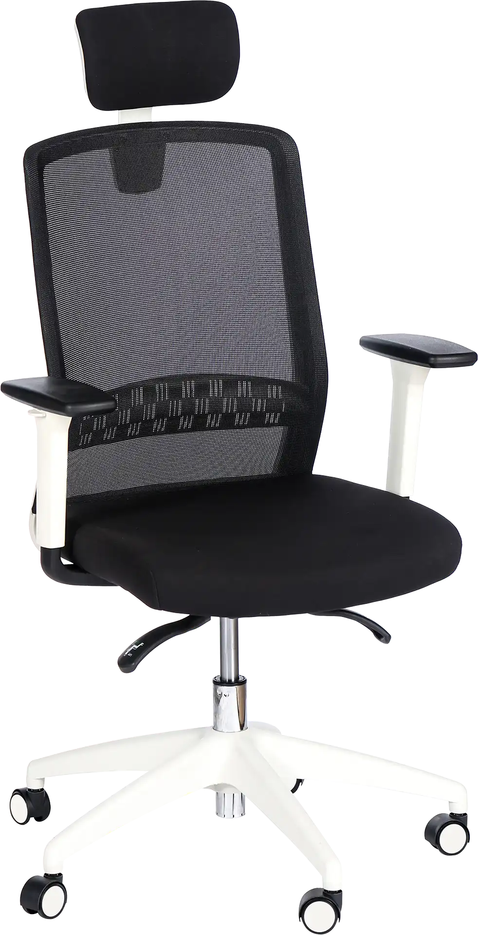 FAUTEUIL SCOTT SYNCHRONE NOIR/NOIR STRUCTURE BLANCHE AVEC APPUI-TÊTE
