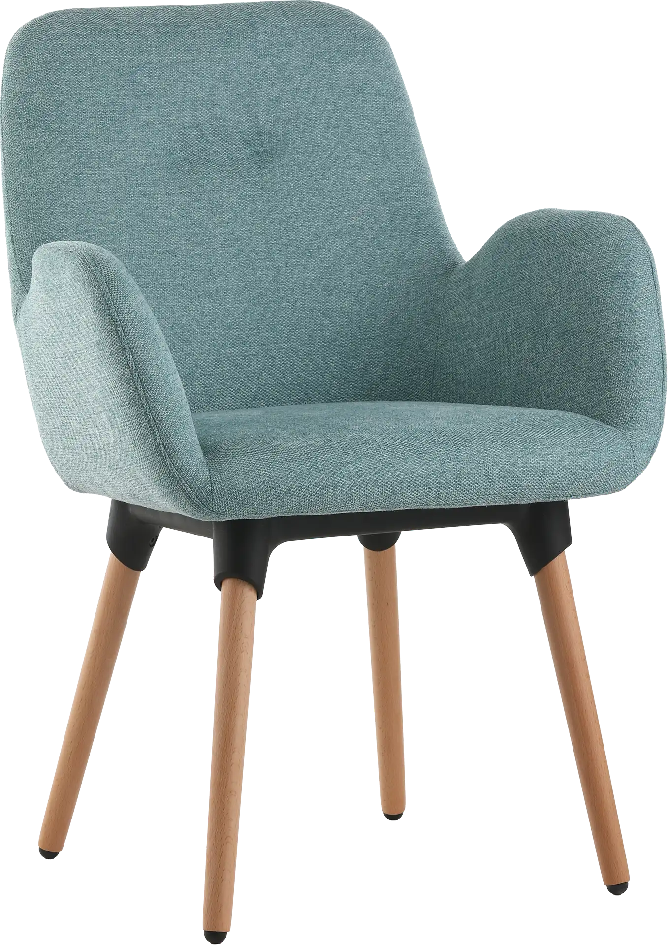 Photo du produit FAUTEUIL TISSU SHINEO TURQUOISE PIEDS BOIS