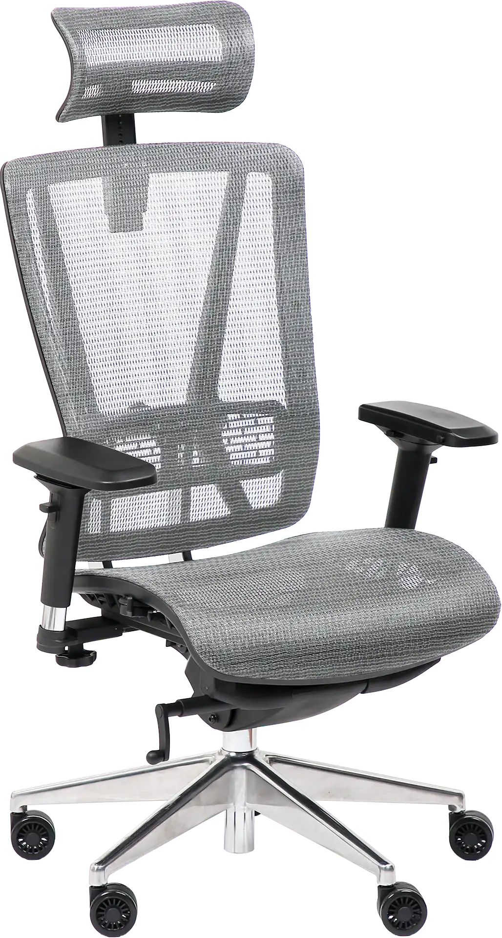 Photo du produit FAUTEUIL VASEAT SYNCHRONE TOUT MAILLE GRIS, ACCOUDOIRS 4D, PIED ALU